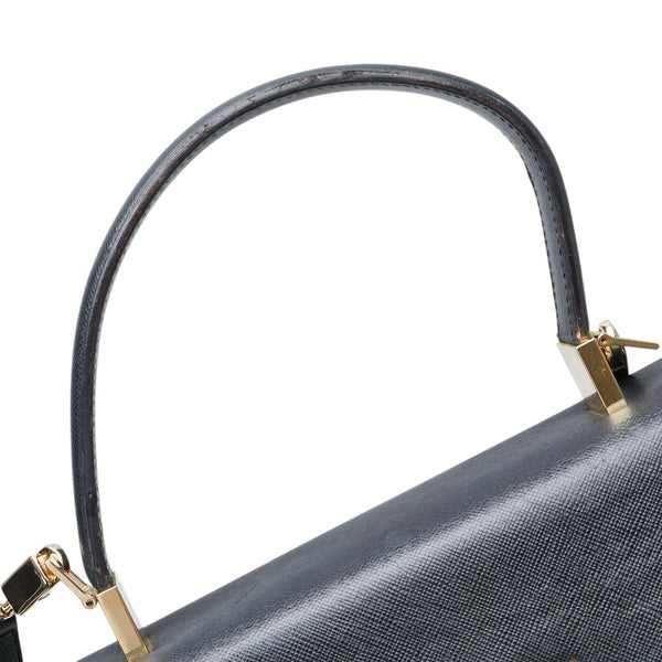 サルヴァトーレフェラガモ ガンチーニ ハンドバッグ ショルダーバッグ 2WAY ブラック レザー レディース Salvatore Ferragamo 【中古】