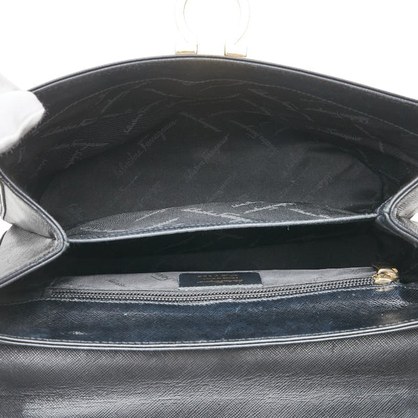 サルヴァトーレフェラガモ ガンチーニ ハンドバッグ ショルダーバッグ 2WAY ブラック レザー レディース Salvatore Ferragamo 【中古】