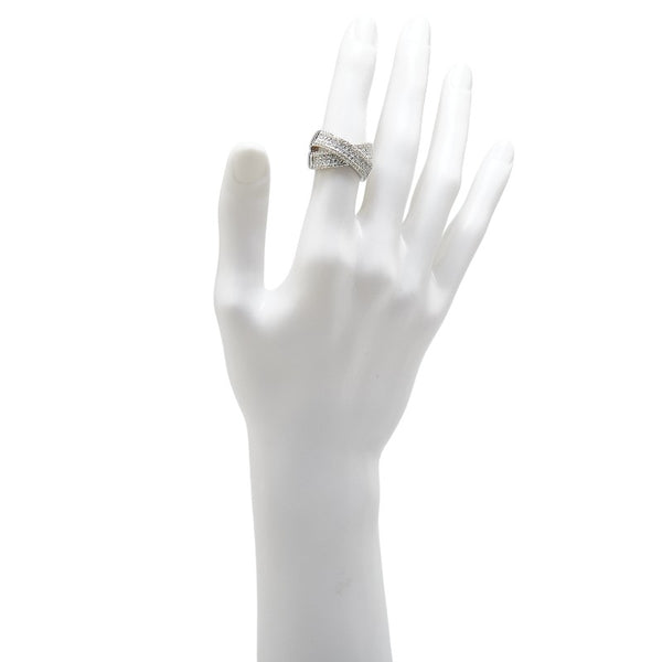 K18WG ホワイトゴールド ダイヤモンド1.6ct パヴェ リング 指輪 レディース 13.5号 【中古】