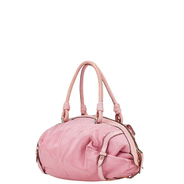 サルヴァトーレフェラガモ ガンチーニ ハンドバッグ ピンク キャンバス レザー レディース Salvatore Ferragamo 【中古】