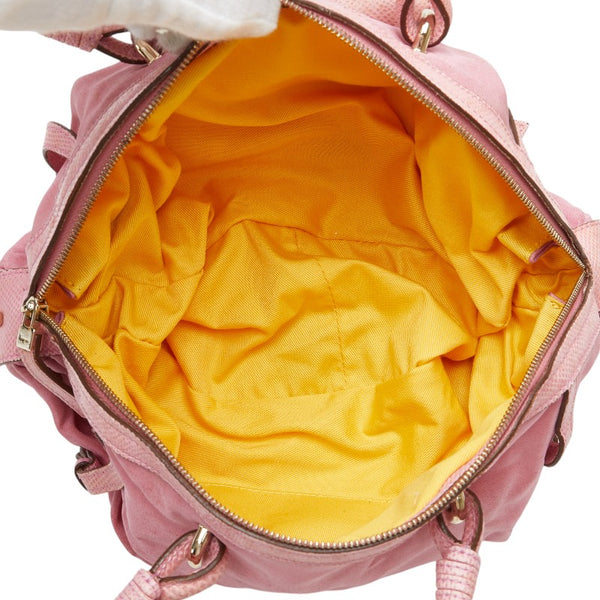 サルヴァトーレフェラガモ ガンチーニ ハンドバッグ ピンク キャンバス レザー レディース Salvatore Ferragamo 【中古】