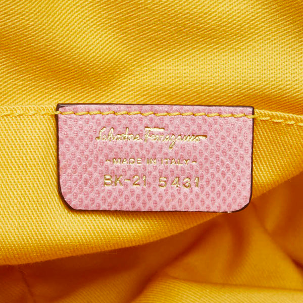 サルヴァトーレフェラガモ ガンチーニ ハンドバッグ ピンク キャンバス レザー レディース Salvatore Ferragamo 【中古】