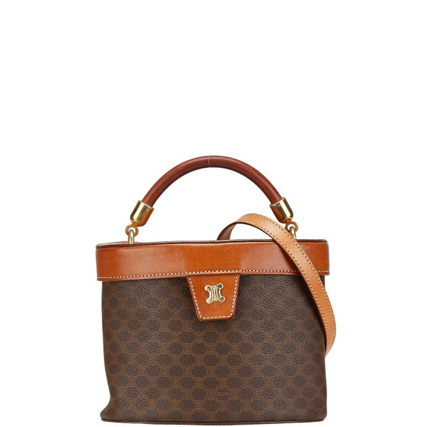 セリーヌ マカダム ハンドバッグ ショルダーバッグ 2WAY ブラウン PVC レザー レディース CELINE 【中古】