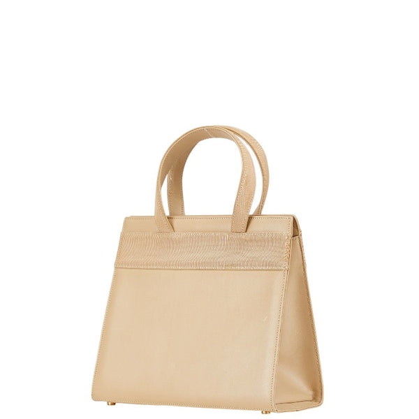 サルヴァトーレフェラガモ ヴァラ リボン ハンドバッグ BA214178 ベージュ レザー レディース Salvatore Ferragamo 【中古】