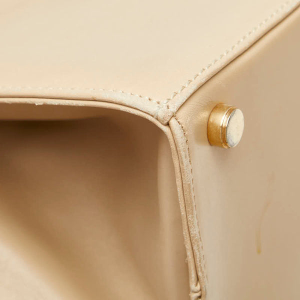 サルヴァトーレフェラガモ ヴァラ リボン ハンドバッグ BA214178 ベージュ レザー レディース Salvatore Ferragamo 【中古】