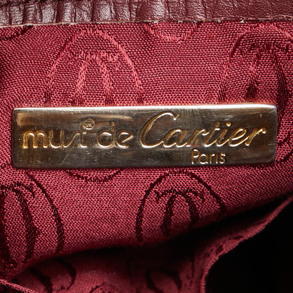 カルティエ マストライン 斜め掛け ショルダーバッグ ワインレッド レザー レディース CARTIER 【中古】