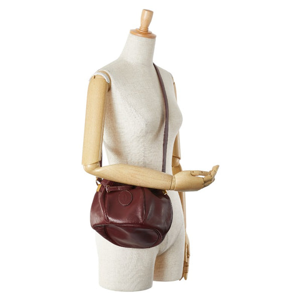 カルティエ マストライン 斜め掛け ショルダーバッグ ワインレッド レザー レディース CARTIER 【中古】