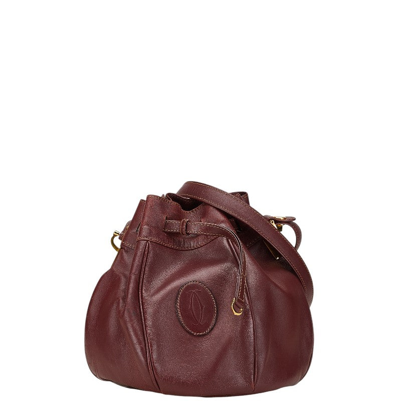 カルティエ マストライン 斜め掛け ショルダーバッグ ワインレッド レザー レディース CARTIER 【中古】