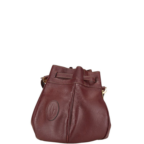 カルティエ マストライン 斜め掛け ショルダーバッグ ワインレッド レザー レディース CARTIER 【中古】