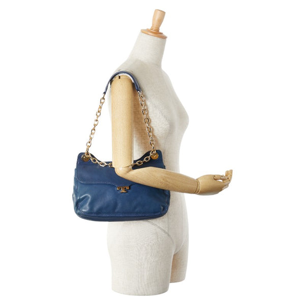 トリーバーチ チェーン ショルダーバッグ ブルー レザー レディース Tory Burch 【中古】