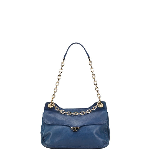 トリーバーチ チェーン ショルダーバッグ ブルー レザー レディース Tory Burch 【中古】