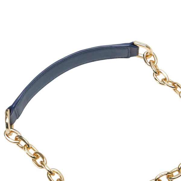 トリーバーチ チェーン ショルダーバッグ ブルー レザー レディース Tory Burch 【中古】