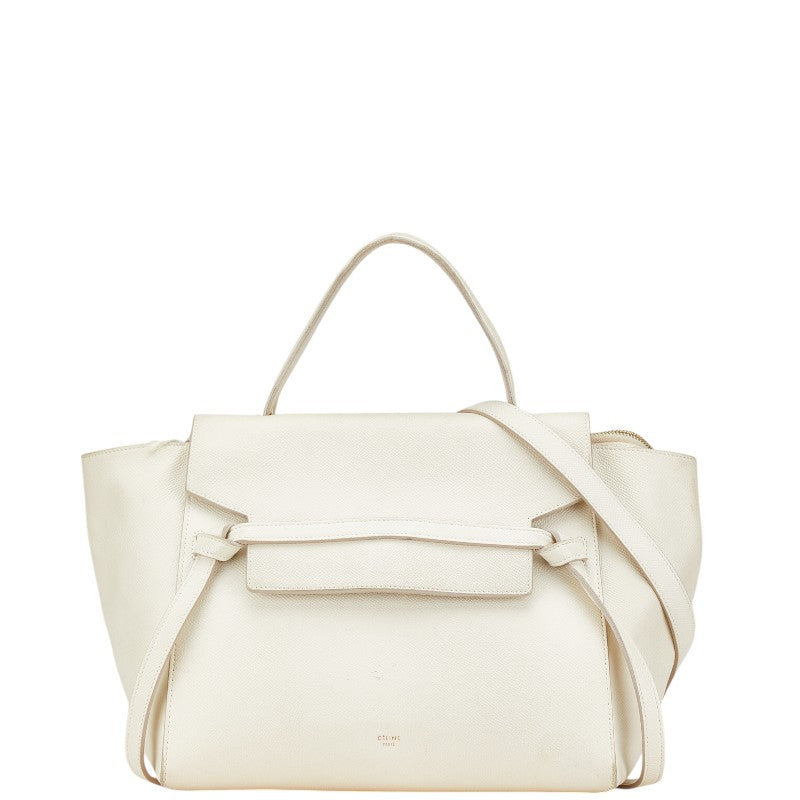 セリーヌ ベルトバッグ ハンドバッグ ショルダーバッグ 2WAY アイボリー レザー レディース CELINE 【中古】