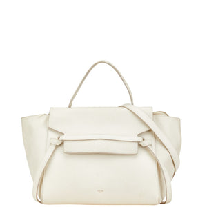 セリーヌ ベルトバッグ ハンドバッグ ショルダーバッグ 2WAY アイボリー レザー レディース CELINE 【中古】