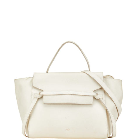 セリーヌ ベルトバッグ ハンドバッグ ショルダーバッグ 2WAY アイボリー レザー レディース CELINE 【中古】