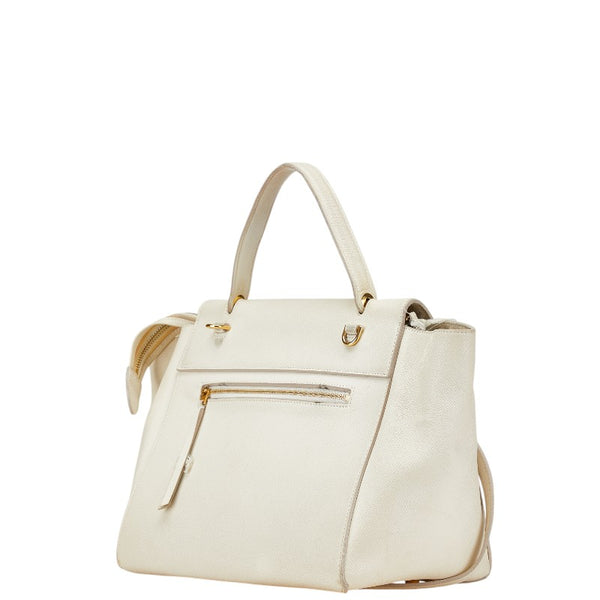 セリーヌ ベルトバッグ ハンドバッグ ショルダーバッグ 2WAY アイボリー レザー レディース CELINE 【中古】