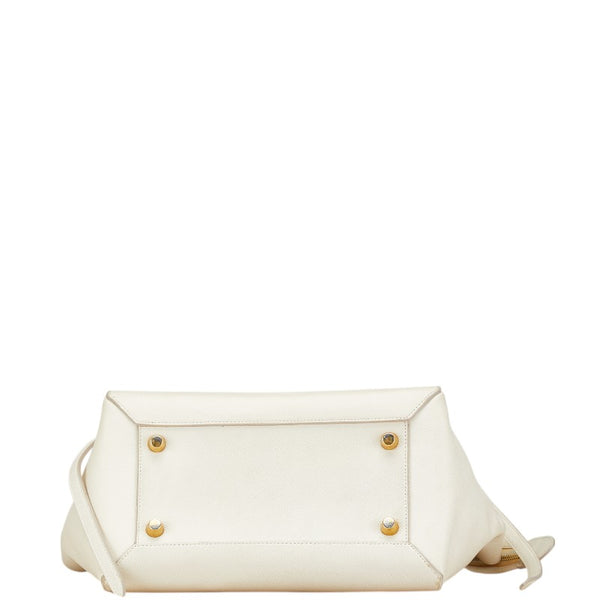 セリーヌ ベルトバッグ ハンドバッグ ショルダーバッグ 2WAY アイボリー レザー レディース CELINE 【中古】