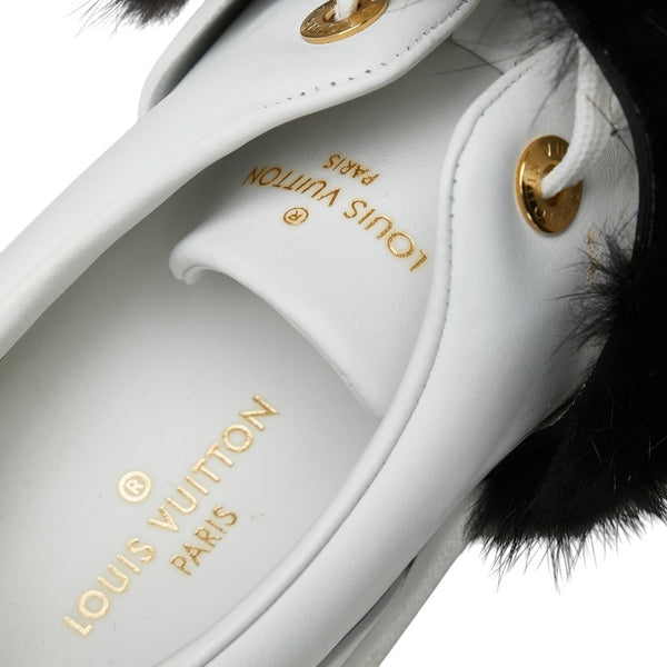 ルイ ヴィトン フロントローライン スニーカー サイズ:38 1/2 ホワイト ブラウン ファー レザー レディース LOUIS VUITTON 【中古】