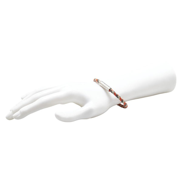 エルメス ゴリアテ ブレスレット バングル グレー レッド レザー メタル レディース HERMES 【中古】