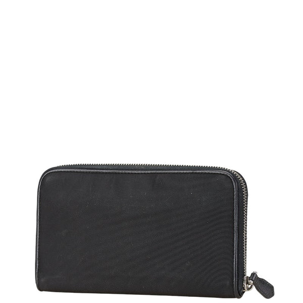 プラダ 三角ロゴプレート 長財布 ブラック ナイロン レザー レディース PRADA 【中古】
