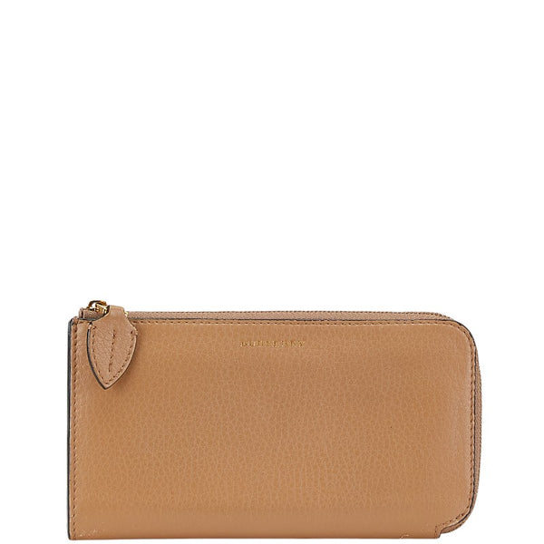 バーバリー ロゴ 長財布 ブラウン レザー レディース BURBERRY 【中古】