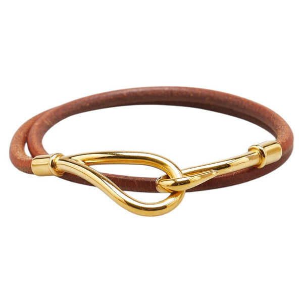 エルメス ジャンボ ブレス ブレスレット ブラウン ゴールド レザー メッキ レディース HERMES 【中古】