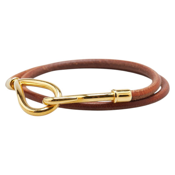 エルメス ジャンボ ブレス ブレスレット ブラウン ゴールド レザー メッキ レディース HERMES 【中古】