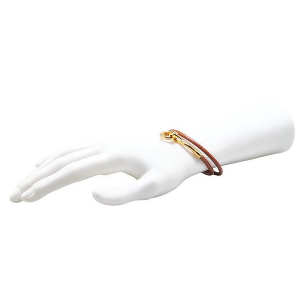 エルメス ジャンボ ブレス ブレスレット ブラウン ゴールド レザー メッキ レディース HERMES 【中古】