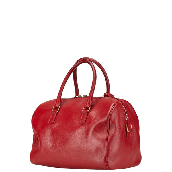 サンローラン ベイビーダッフル ハンドバッグ ショルダーバッグ 2WAY レッド レザー レディース SAINT LAURENT 【中古】