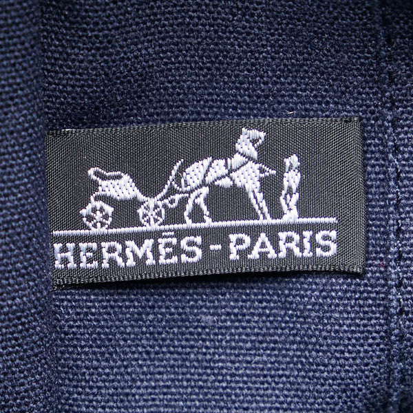 エルメス フールトゥ トートMM トートバッグ ネイビー ブラウン キャンバス レディース HERMES 【中古】