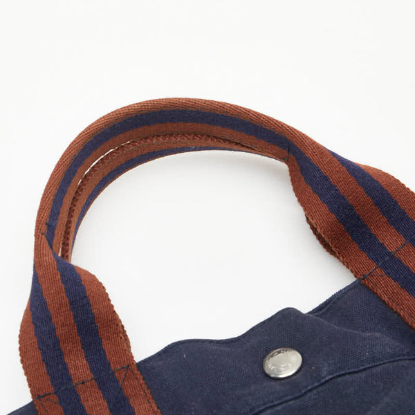 エルメス フールトゥ トートMM トートバッグ ネイビー ブラウン キャンバス レディース HERMES 【中古】