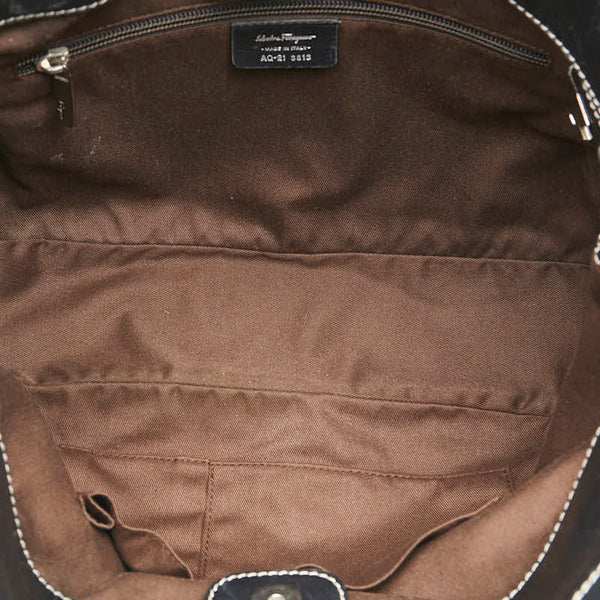 サルヴァトーレフェラガモ ワンショルダーバッグ ブラック スウェード レザー レディース Salvatore Ferragamo 【中古】