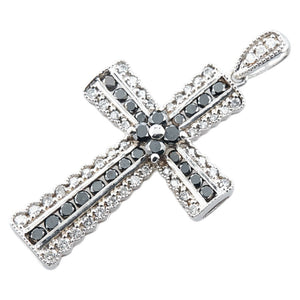 K14WG ホワイトゴールド ダイヤ0.94ct クロス 十字架 モチーフ ペンダントトップ レディース 【中古】