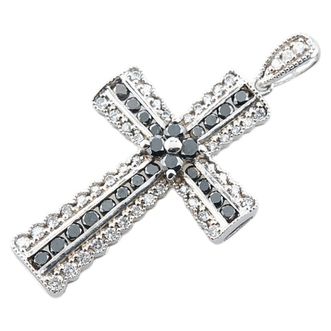 K14WG ホワイトゴールド ダイヤ0.94ct クロス 十字架 モチーフ ペンダントトップ レディース 【中古】