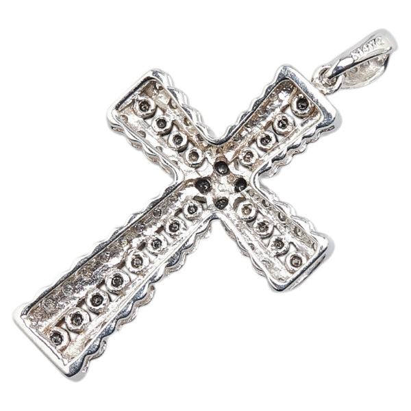 K14WG ホワイトゴールド ダイヤ0.94ct クロス 十字架 モチーフ ペンダントトップ レディース 【中古】
