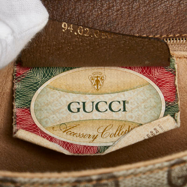 グッチ GGスプリーム オールドグッチ 斜め掛け ショルダーバッグ 94.02.050 ベージュ ブラウン PVC レザー レディース GUCCI 【中古】