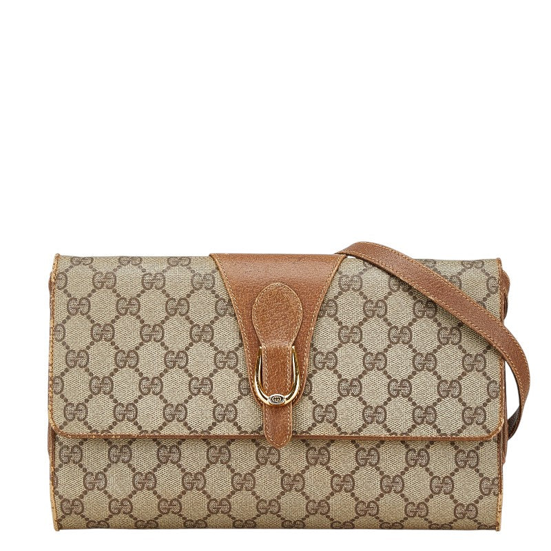 グッチ GGスプリーム オールドグッチ 斜め掛け ショルダーバッグ 94.02.050 ベージュ ブラウン PVC レザー レディース GUCCI 【中古】