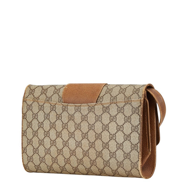 グッチ GGスプリーム オールドグッチ 斜め掛け ショルダーバッグ 94.02.050 ベージュ ブラウン PVC レザー レディース GUCCI 【中古】