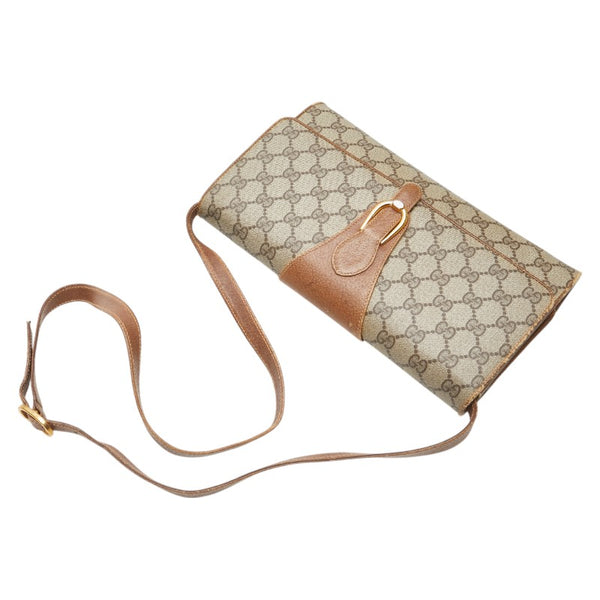 グッチ GGスプリーム オールドグッチ 斜め掛け ショルダーバッグ 94.02.050 ベージュ ブラウン PVC レザー レディース GUCCI 【中古】