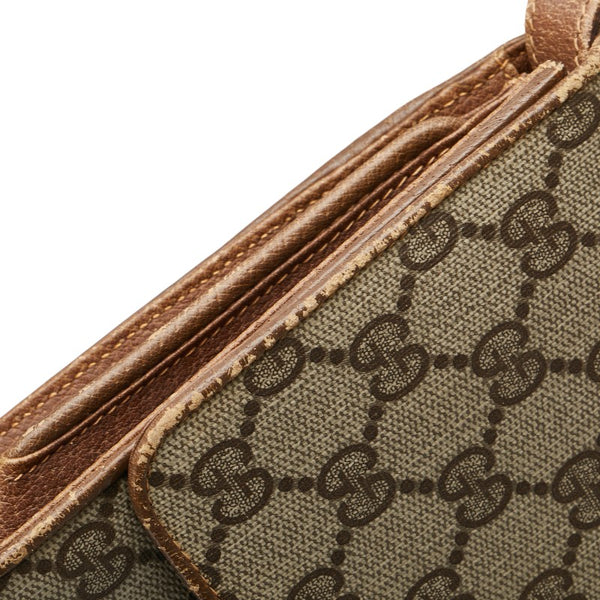 グッチ GGスプリーム オールドグッチ 斜め掛け ショルダーバッグ 94.02.050 ベージュ ブラウン PVC レザー レディース GUCCI 【中古】