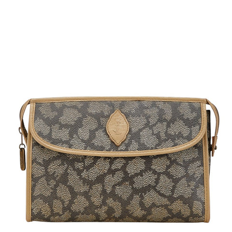 サンローラン ジラフ セカンドバッグ クラッチバッグ ブラウン ベージュ PVC レザー レディース SAINT LAURENT 【中古】