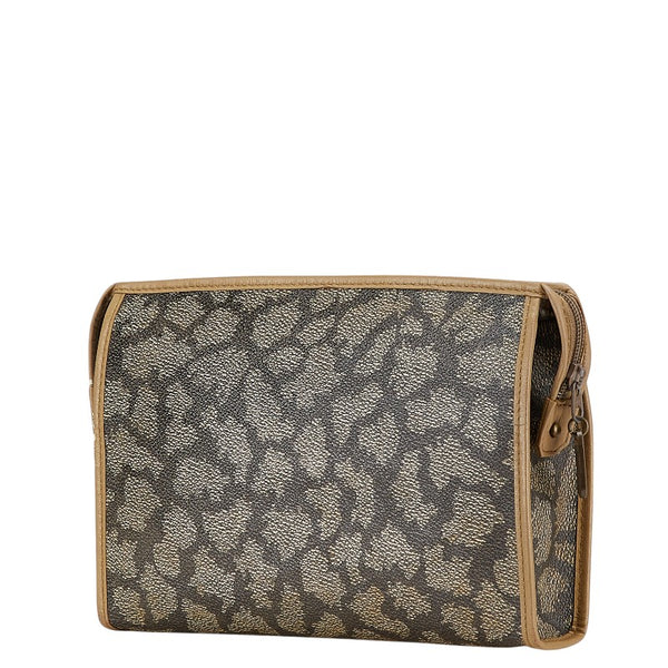 サンローラン ジラフ セカンドバッグ クラッチバッグ ブラウン ベージュ PVC レザー レディース SAINT LAURENT 【中古】