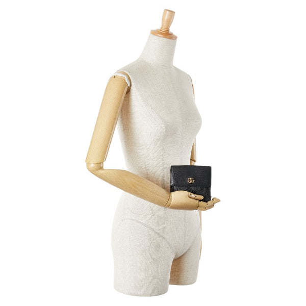 グッチ GGマーモント 三つ折り財布 ブラック レザー レディース GUCCI 【中古】