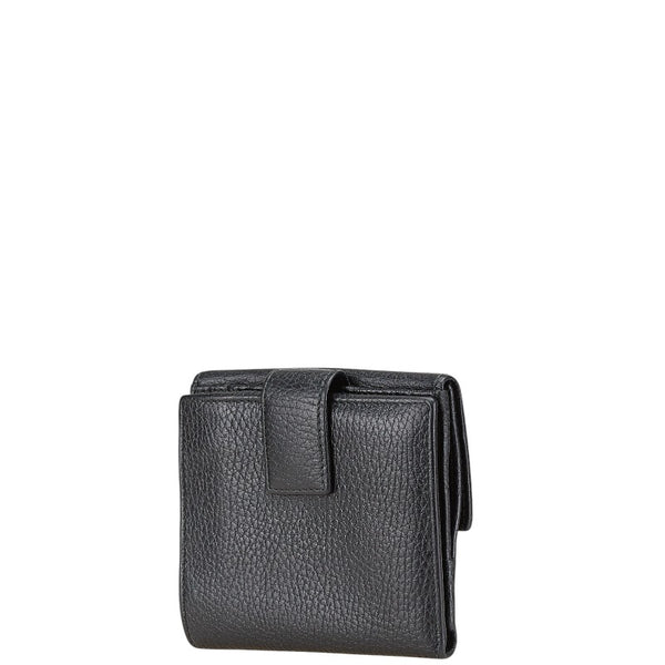 グッチ GGマーモント 三つ折り財布 ブラック レザー レディース GUCCI 【中古】