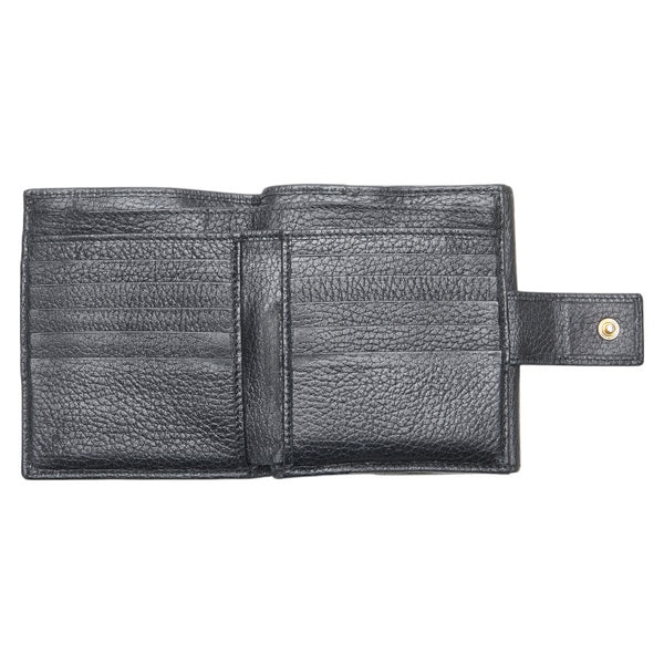 グッチ GGマーモント 三つ折り財布 ブラック レザー レディース GUCCI 【中古】