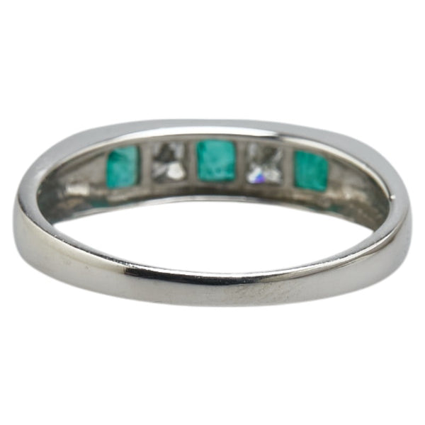 Pt900 プラチナ エメラルド0.54ct ダイヤ0.43ct 一文字 リング 指輪 メンズ 19号 【中古】