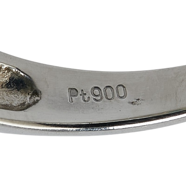 Pt900 プラチナ エメラルド0.54ct ダイヤ0.43ct 一文字 リング 指輪 メンズ 19号 【中古】