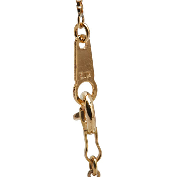 K18PG ピンクゴールド ダイヤ0.369ct ダイヤ0.14ct 馬蹄 ホースシュー モチーフ ベネチアンチェーン ネックレス レディース 【中古】