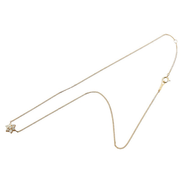 K18YG イエローゴールド ダイヤ0.50ct 花 フラワー モチーフ ネックレス レディース 【中古】