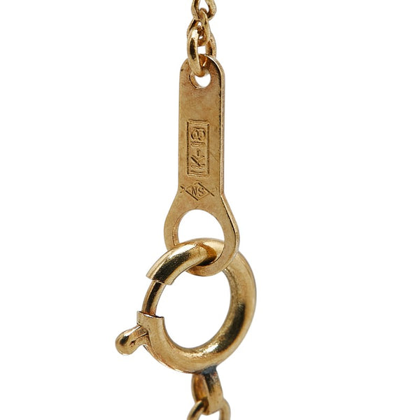 K18YG イエローゴールド ダイヤ0.50ct 花 フラワー モチーフ ネックレス レディース 【中古】